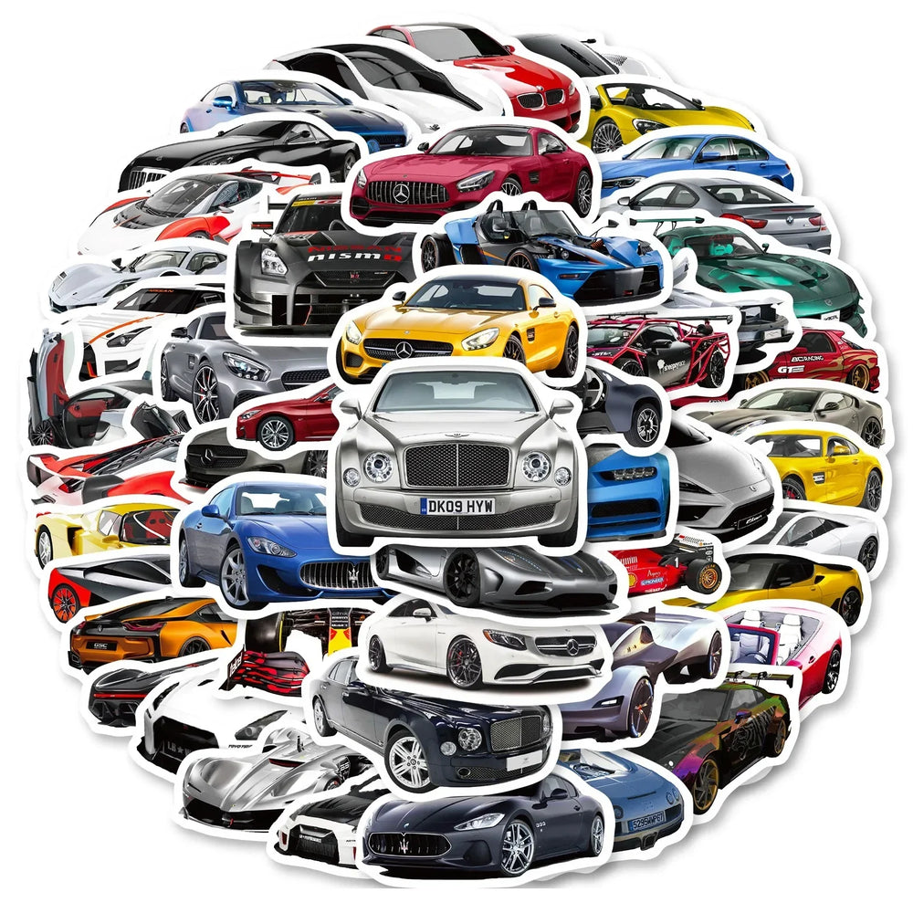 Retrofit Racing Car Stickers Pack - Laptop, Luggage, Skateboard Decals (Online Order Only)