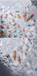 Lotus Leaf Brocaded Carp Koi Playing Goldfish Cavort Ripple Droplet Water Bubbles Self Adhesive Nail Art Stickers Manicure Decal (Online Order Only)