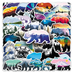 Grizzly Bear Silhouette Stickers Cartoon Animal Decals for Laptop Helmet Kid Toy (Online Order Only)