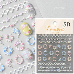 Colorful Dried Flowers Wreath Floral Plant Petal Bud Garden Charming 5D Reliefs Self Adhesive Nail Art Stickers Manicure Decals (Online Order Only)