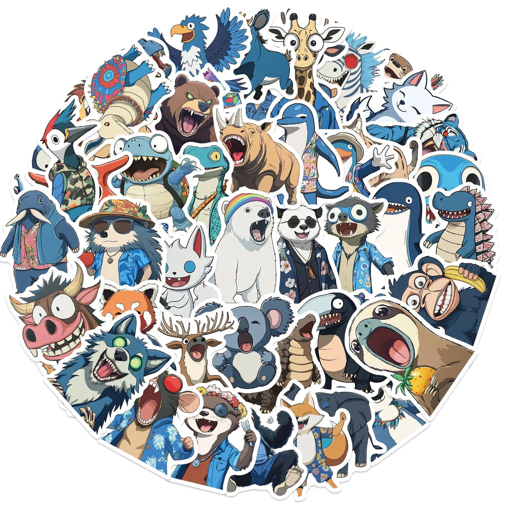 50pcs Animals Mixed Stickers Wolf Dog Bull and Bear Toy Scrapbook Diary Phone Laptop Guitar Waterproof Graffiti Decal (ONLINE ORDER ONLY)