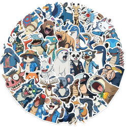 50pcs Animals Mixed Stickers Wolf Dog Bull and Bear Toy Scrapbook Diary Phone Laptop Guitar Waterproof Graffiti Decal (ONLINE ORDER ONLY)