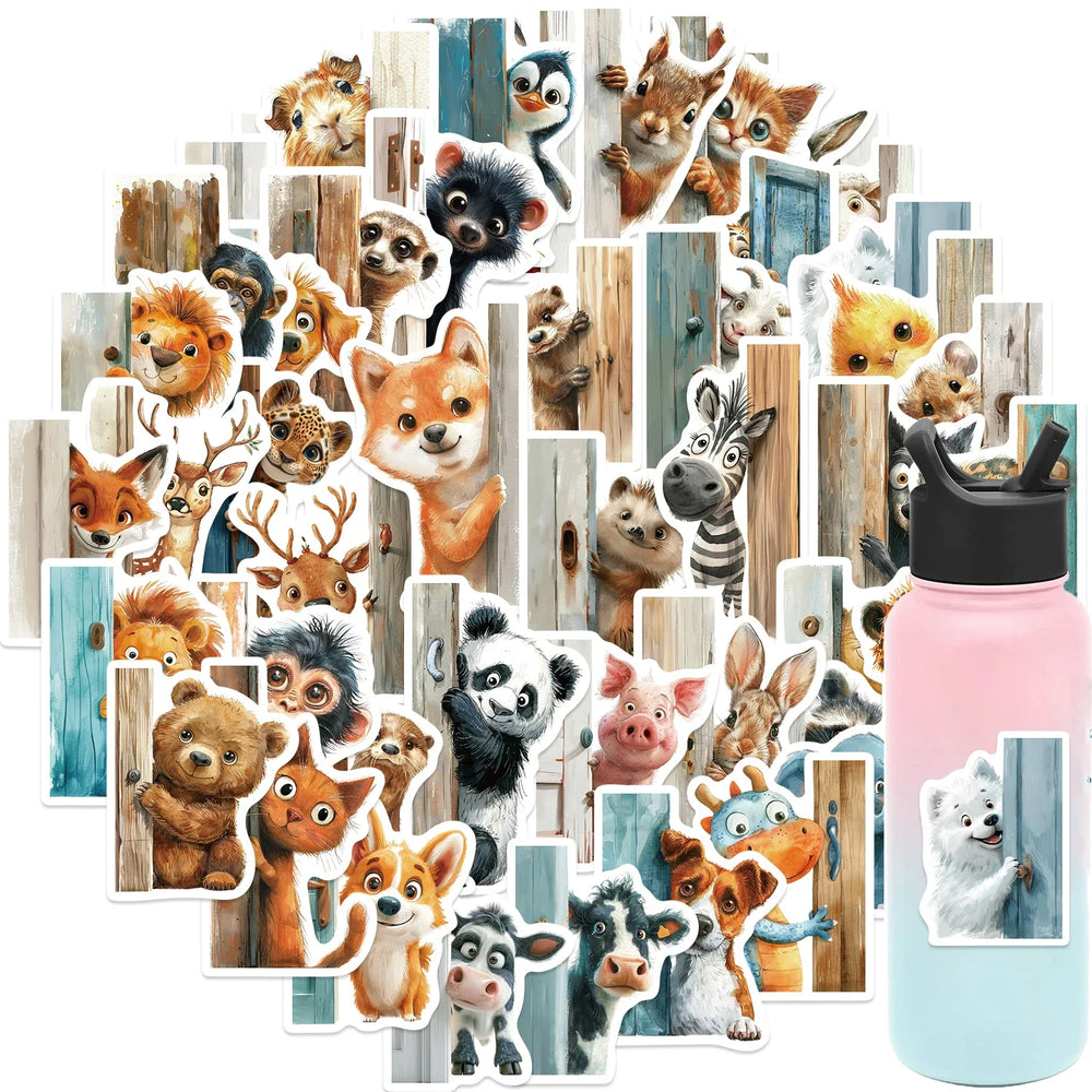 50PCS The Animal At The Door Stickers Aesthetic PVC Children Decoration Sticker For Sketchbook Scrapbook  Kids Classic Toys (Online Order Only)