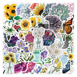 Fresh Flower Cartoon Stickers - 10/30/50PCS for DIY, Scrapbook, Laptop, Bike, Skateboard (Online Order Only)