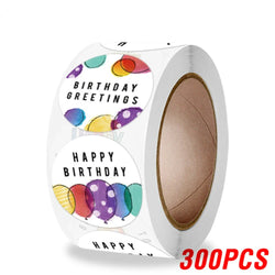 100-500pcs Cute Happy Birthday Sticker Birthday Gift Decoration Label Sealing Balloon Cake Label Packaging Scrapbook Sticker (Online Order Only)