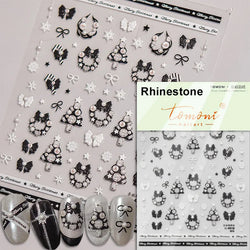 Bowknot Glove Socks Elk House Gingerbread Man Self Adhesive Nail Art Stickers Snowflake Christmas Tree Rhinestone Manicure Decal (Online Order Only)