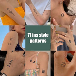 77 Waterproof Semi-Permanent Cute Tattoo Stickers with Herbal Juice (ONLINE ORDER ONLY)
