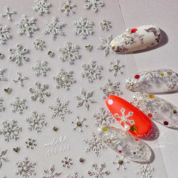 Bronzing Jelly Laser Snowflake Christmas Hot 5D Soft Embossed Relief Self Adhesive Nail Art Decoration Sticker 3D Manicure Decal (ONLINE ORDER ONLY)