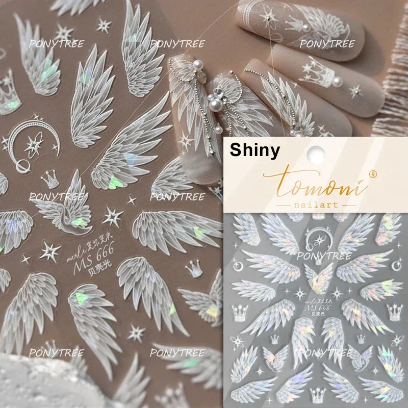 Angel Bowknot Stone Statue Vintage Photo Frame Flower Bed Bouquet Garden Rose Crown Adhesive Nail Art Stickers Manicure Decals (ONLINE ORDER ONLY)