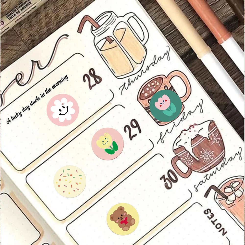 100-500pcs Cute Cartoon Stickers 1inch Reward Sticker Round Rainbow Seal Labels for Handmade Gift Packing Decor Kids (Online Order Only)