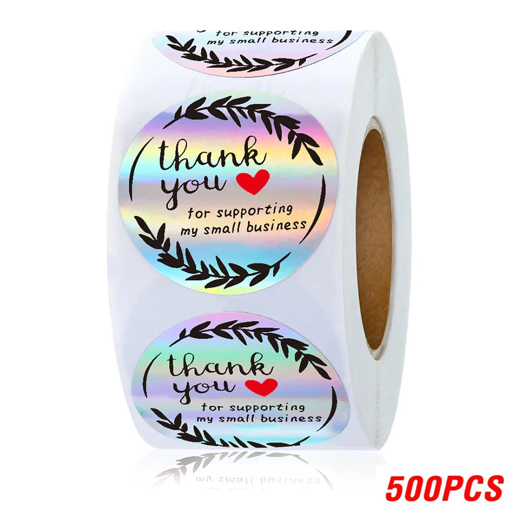 500pcs Rainbow Laser Thank You Stickers 1inch Small Business Stickers  Adhesive Labels for Boutiques Wrapping Supplies (ONLINE ORDER ONLY)