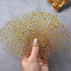 1PCS Laser Gold Snowflake Christmas Tree Nail Sticker 3D Adhesive Nail Decals Nail Art Accessories New Christmas Decoration 2024 (ONLINE ORDER ONLY)
