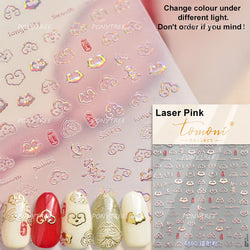Black Silver Gold Dark Rococo Line Bowknot Wing Key Love Lock Star Tassel Pendant Heart Adhesive Nail Art Sticker Manicure Decal (ONLINE ORDER ONLY)