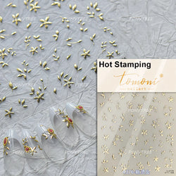 Mini Three Leaf Flower Magnolia Lotus Flower Stem Gradual Petal Line Arc Metal Sillver Delicate Nail Art Stickers Manicure Decal (Online Order Only)