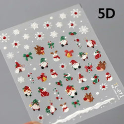 Snowman Apple Stars Gift Bell Snowflake Christmas Tree 3D Jelly Self Adhesive Nail Art Stickers Santa Claus Xmas Manicure Decals (ONLINE ORDER ONLY)