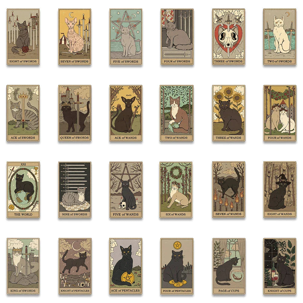 70pcs Retro Cartoon Cats Tarot Art Stickers (ONLINE ORDER ONLY)