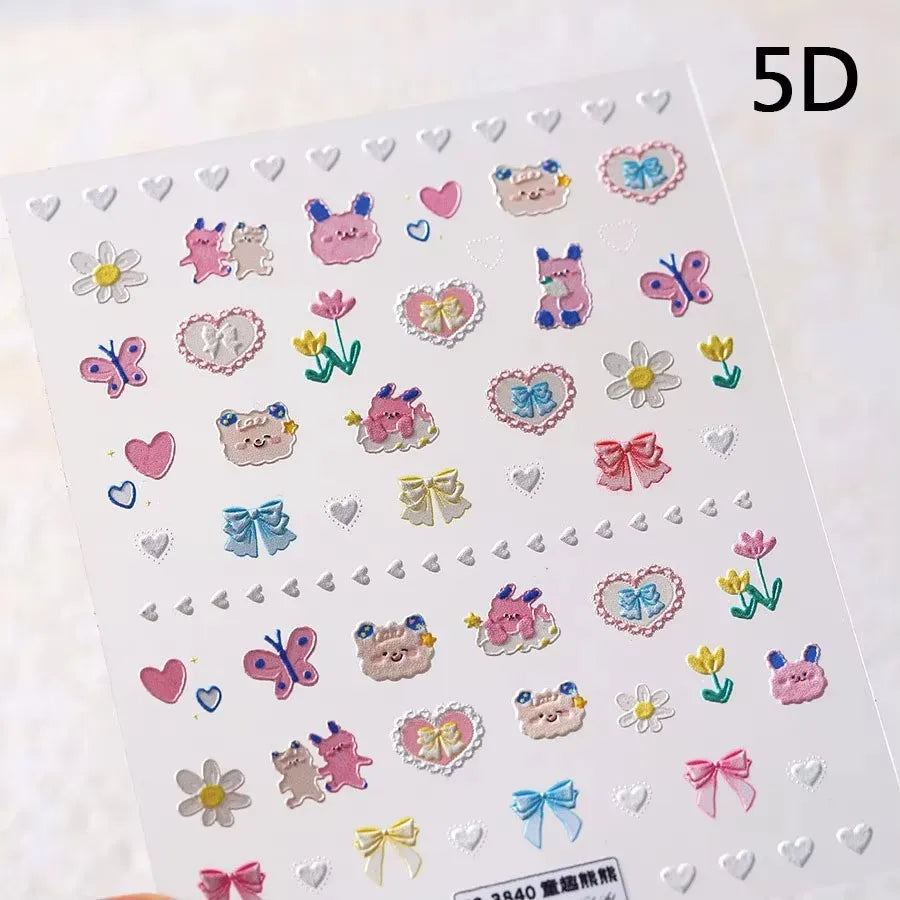 Lovely Dog Puppy Dream Heart Flower Star Pizza Food Sugar Skewers Strawberry Desserts Adhesive Nail Art Stickers Manicure Decals (Online Order Only)