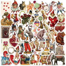 50PCS Vintage Circus Stickers Acrobatics Clown Retro Art Funny Aesthetic Graffiti Decals Scrapbook Laptop Bottle Sticker Gift (ONLINE ORDER ONLY)