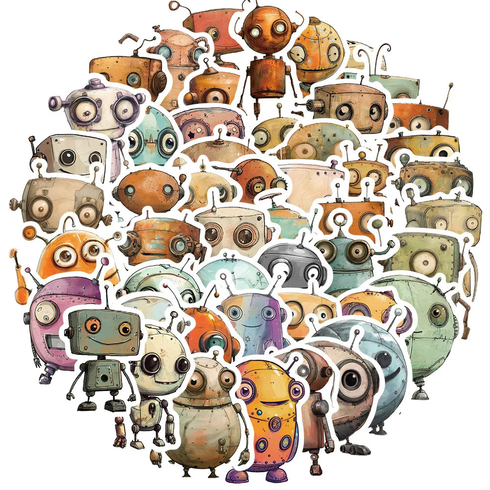 Cartoon Robot Stickers for Suitcase, Skateboard, Laptop, Luggage, Phone - 10/30/50Pcs (Online Order Only)