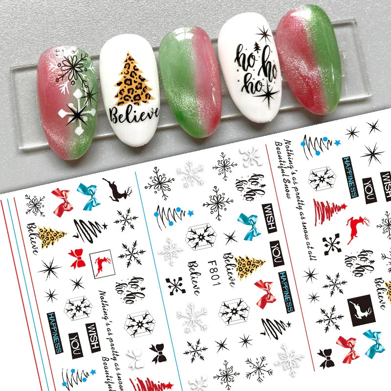 1PCS Laser Gold Snowflake Christmas Tree Nail Sticker 3D Adhesive Nail Decals Nail Art Accessories New Christmas Decoration 2024 (ONLINE ORDER ONLY)
