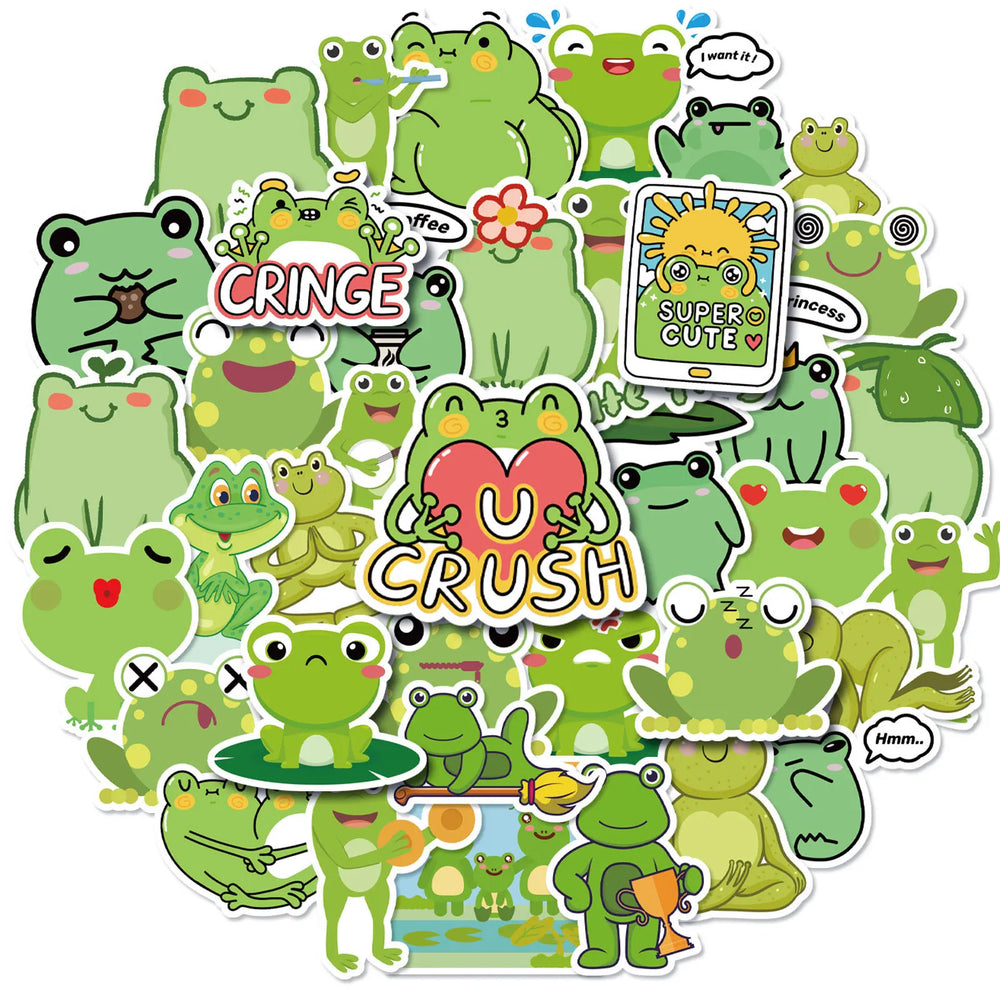 Cartoon Frog Graffiti Stickers for Helmet, Wall, Desktop Decoration (Online Order Only)