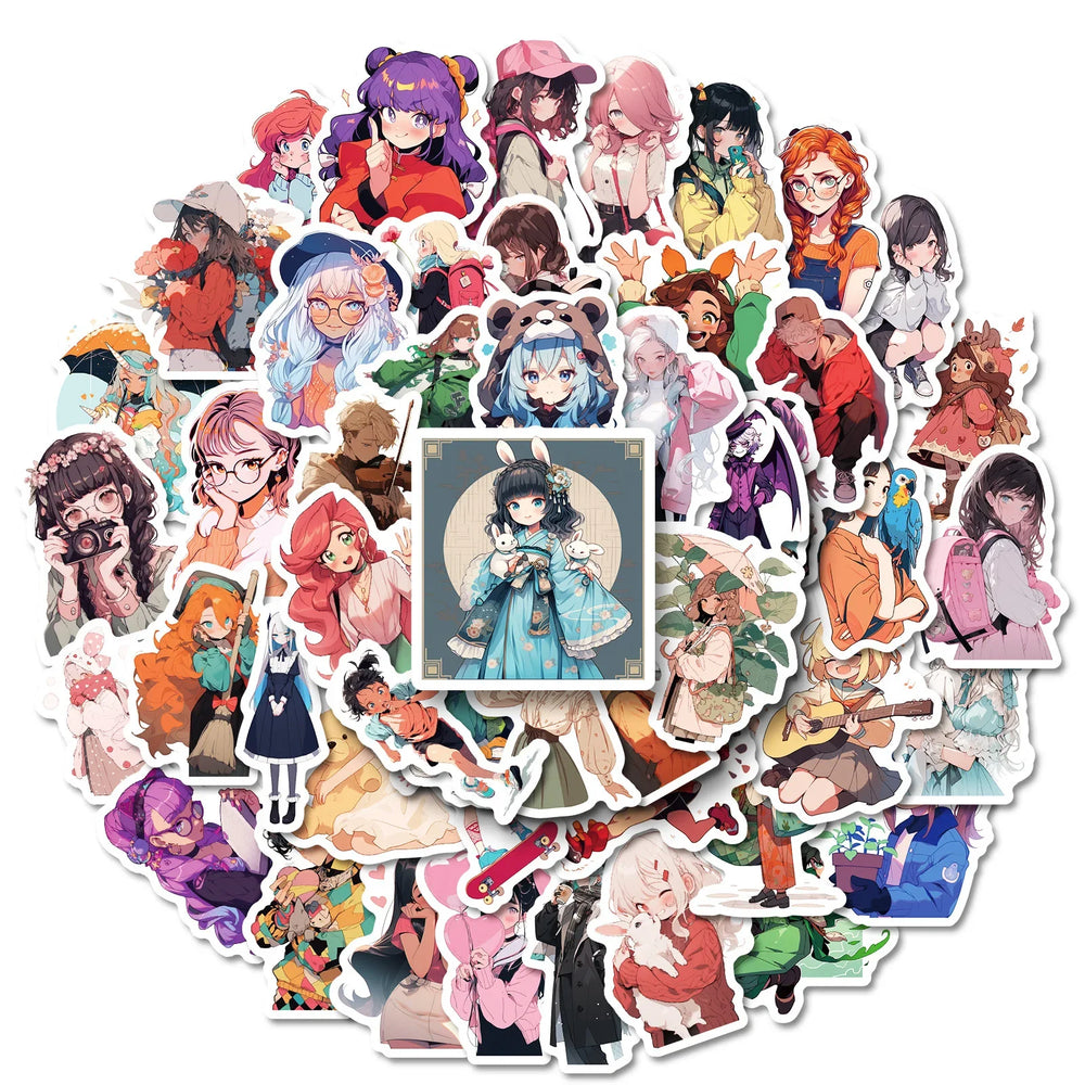 Kawaii Anime Girl Stickers Decals for Laptop, Guitar, Bike, Skateboard, Scrapbook (Online Order Only)