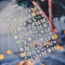 Colourful Butterfly Delicate Anmials Adhesive Nail Art Stickers Dreamy Winter Snowflake Rhinestone Manicure Decals Nail Supplies (ONLINE ORDER ONLY)