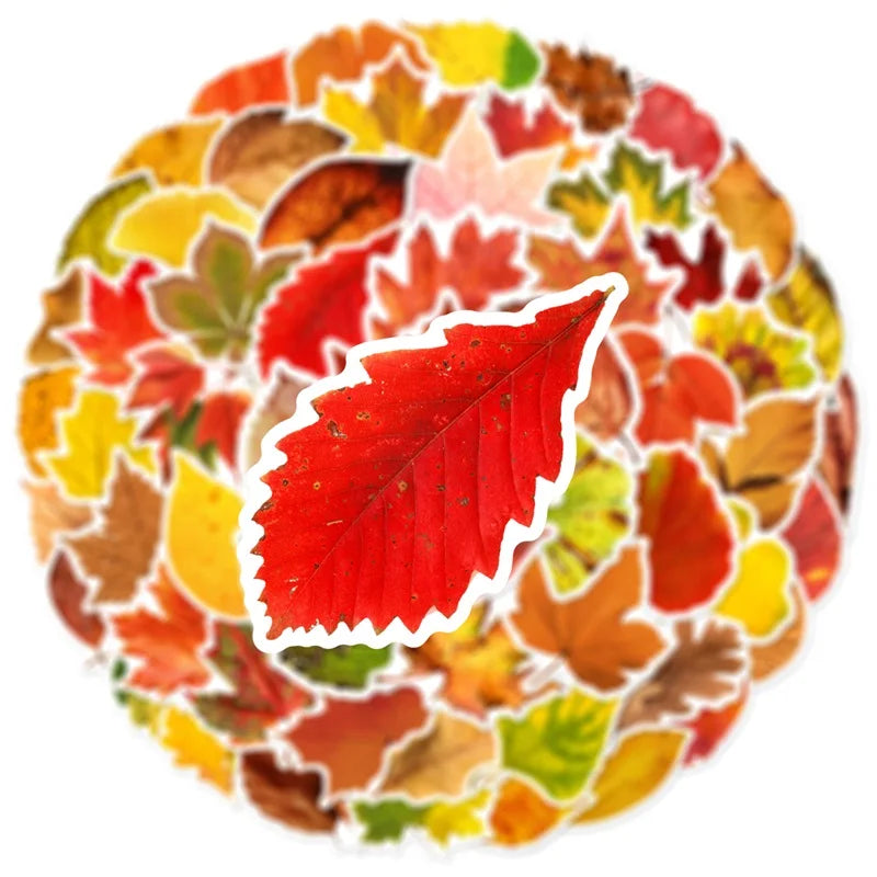 10/30/60PCS Fallen Leaves PVC Sticker Aesthetic Children's Decoration Scrapbooking Sketchbook Korean Stationery School Supplies (Online Order Only)