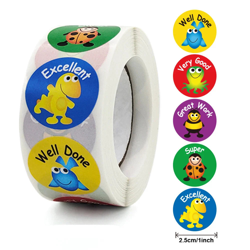 100-500pcs Stickers for Kids Cute Animal Children Reward Stickers Teacher Supplie for Classroom Potty Training Motivational (Online Order Only)