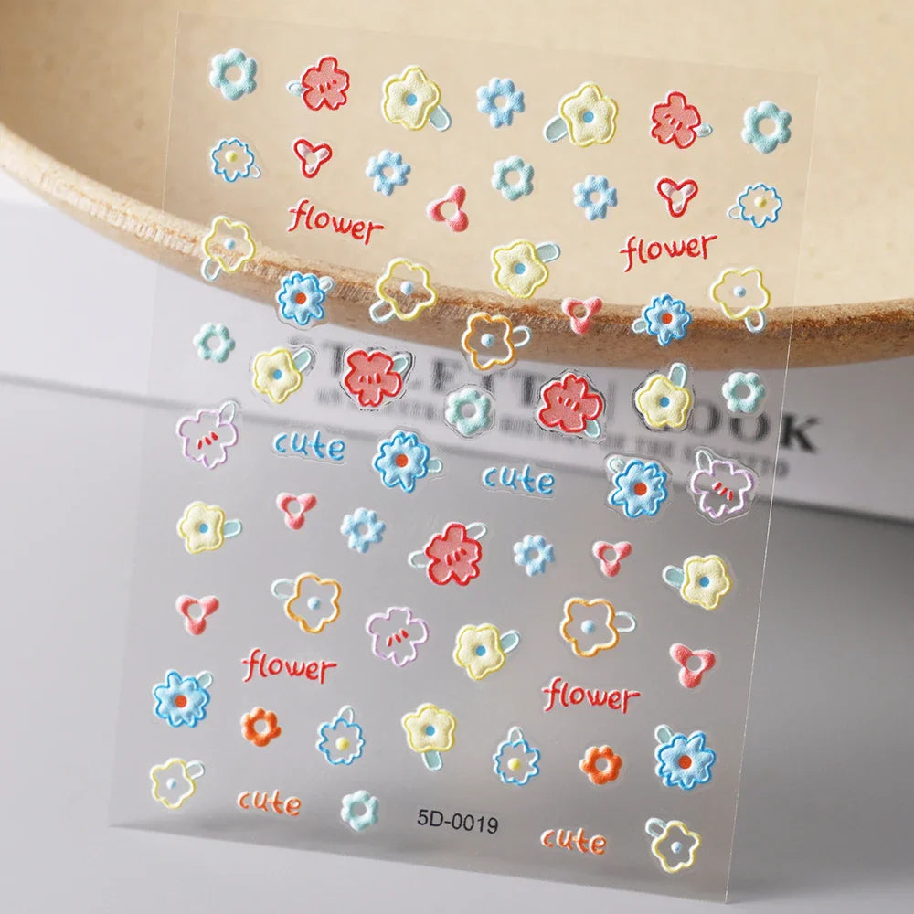 1Sheet Valentine's Day Decals 5D Nail Art Stickers Heart Self-Adhesive Slider Love Letters DIY Manicure Accessories "Dopamine" % (ONLINE ORDER ONLY)