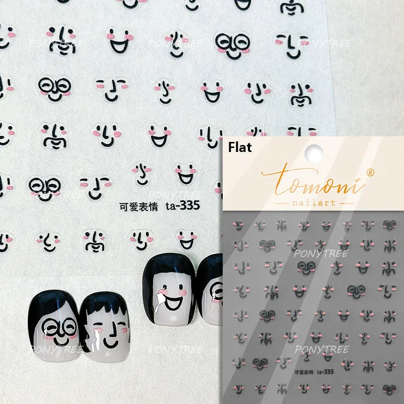 Flower Star Sun Grid Line Interesting Graffiti Tulip Cherry Apple Fruit Dot Painting Adhesive Nail Art Stickers Manicure Decals (ONLINE ORDER ONLY)