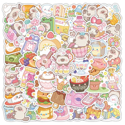 Cute Bear Cartoon Dessert Stickers - Waterproof Decals for Laptop, Guitar, Car, Bike, Kids Gift (ONLINE ORDER ONLY)