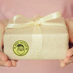 Gold Merry Christmas Stickers 100-500pcs Mail Stickers For Business Packaging, Bags, Boxes And Envelope Sealing Label Sticker (ONLINE ORDER ONLY)