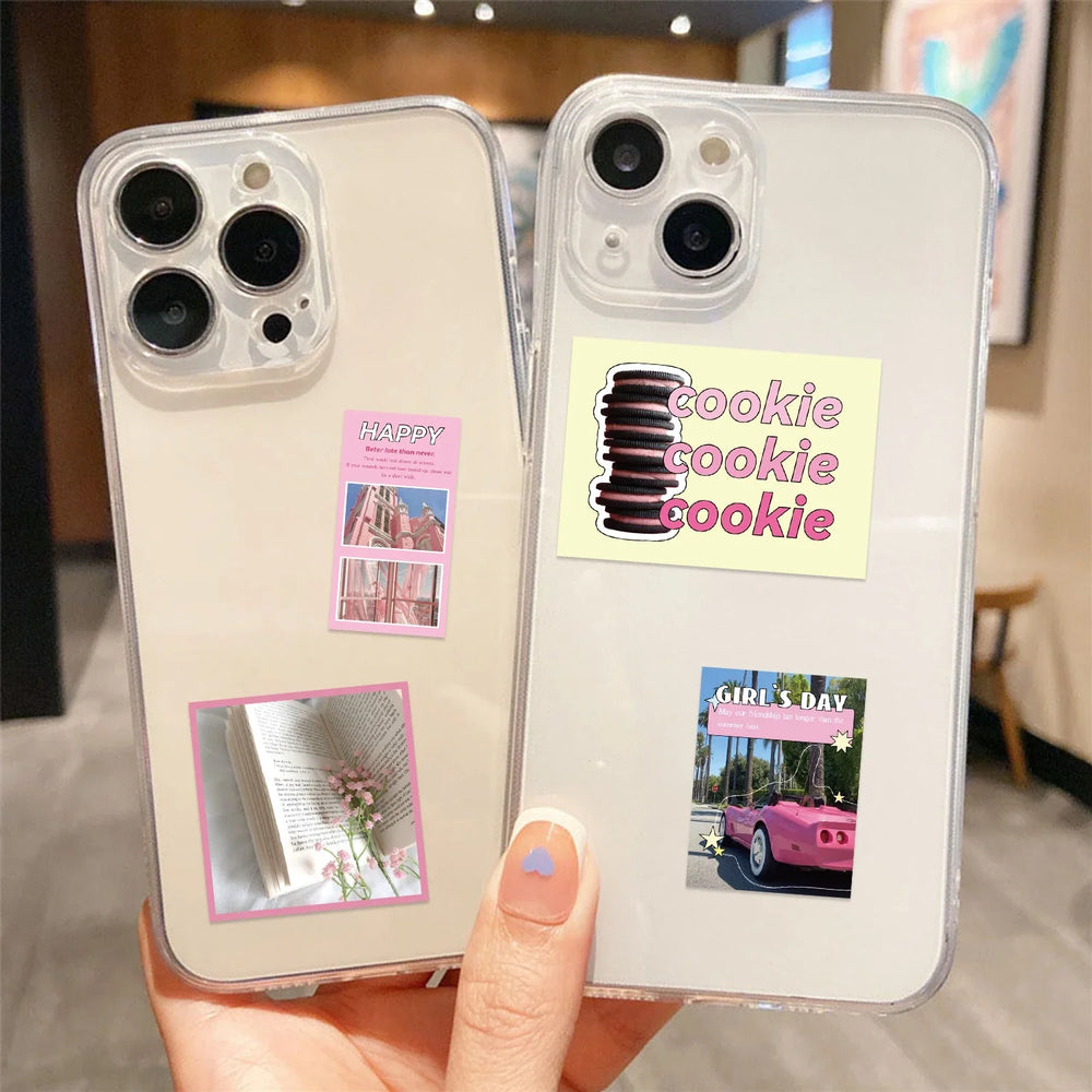30Pcs Pink Holiday Stickers Aesthetic Art PVC Decals Scrapbooking Label Diary Stationery Computer Refrigerator (ONLINE ORDER ONLY)