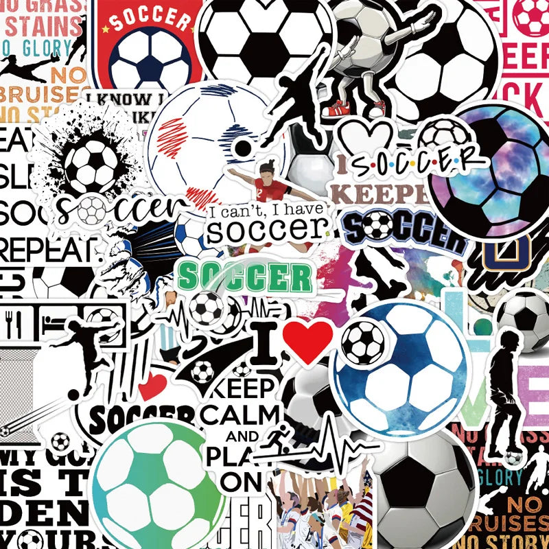 50 Pcs/Set Football Soccer Graffiti Stickers for Laptop Phone Luggage Notebook Decal Decoration Scrapbook Sticker Kids Gift (ONLINE ORDER ONLY)