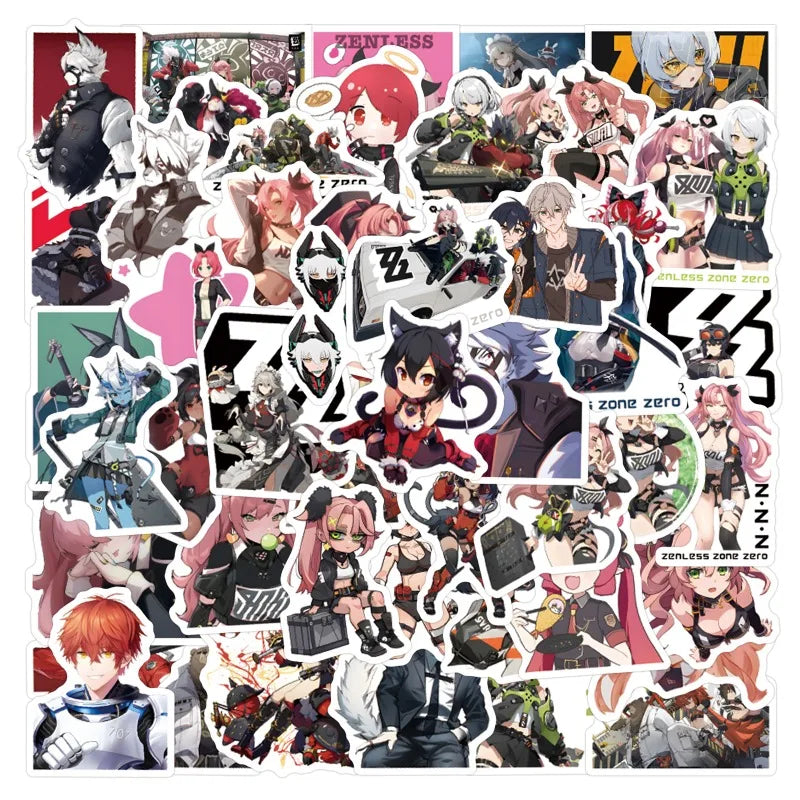 60pcs Zenless Zone Zero Game Stickers for Laptop, Phone, Car, Scooter, Water Bottle, Suitcase, Stationery (Online Order Only)