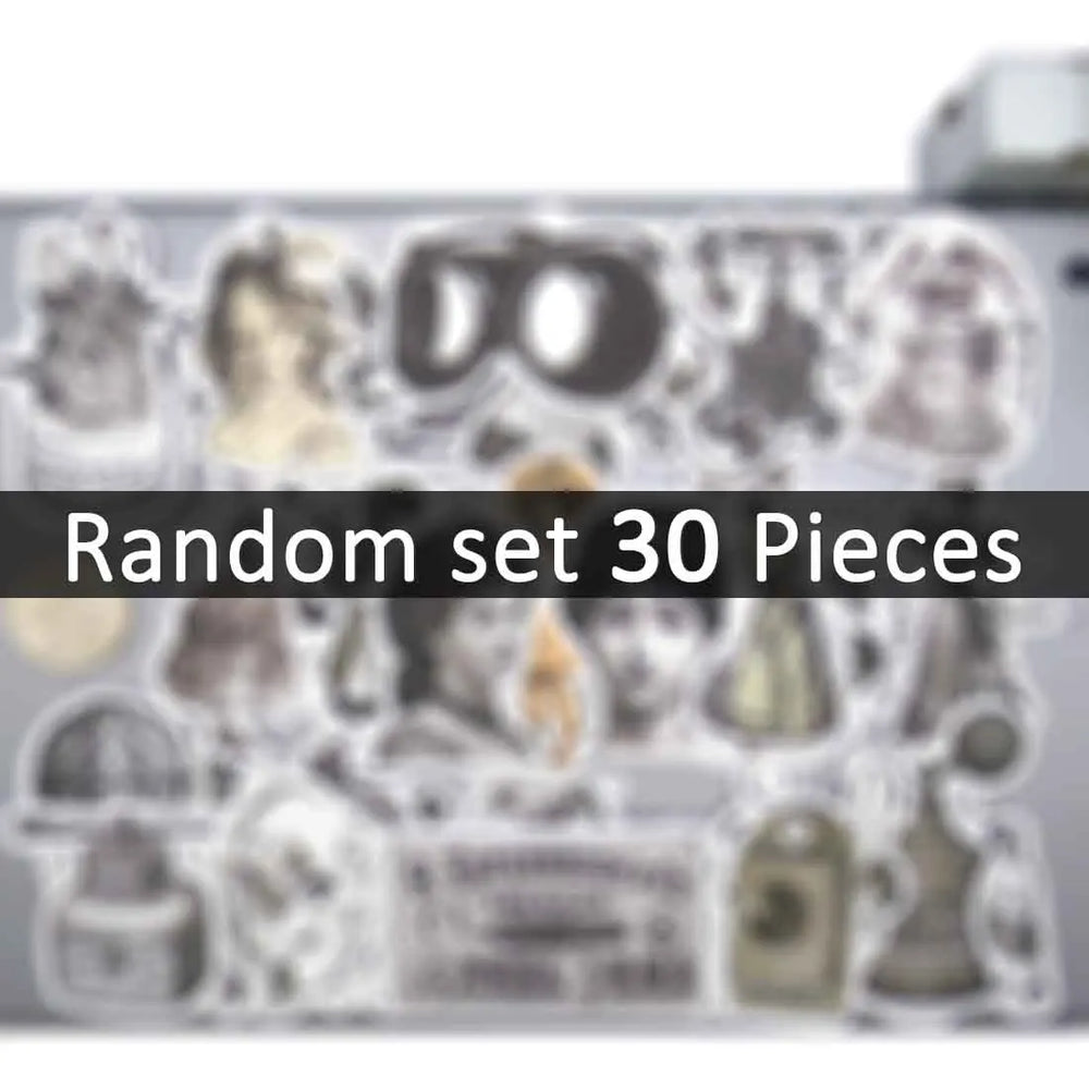 20/30/60Pieces Nostalgic Items Sketch Art Vintage Style Stickers for Scrapbook Diary Luggage Car Bike Phone Laptop Sticker Toys (Online Order Only)