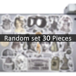 20/30/60Pieces Nostalgic Items Sketch Art Vintage Style Stickers for Scrapbook Diary Luggage Car Bike Phone Laptop Sticker Toys (Online Order Only)