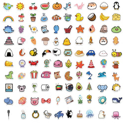 100pcs Cute Mini Animals Foods Cartoon Graffiti Stickers Phone Guitar Laptop Notebook Suitcase Cup Waterproof Sticker Kids Toy (ONLINE ORDER ONLY)