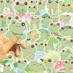50Pcs Energetic Frog Stickers Waterproof Cute Animals Sticker Scrapbooking Skateboard Luggage Water Bottle Decals (ONLINE ORDER ONLY)
