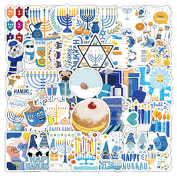 Hanukkah Festival Sticker Set: Waterproof PVC for Skateboard, Notebook, Graffiti (Online Order Only)