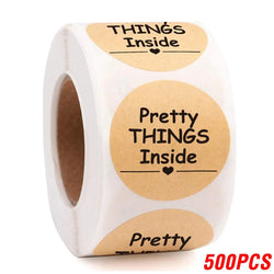 100-500pcs Round Paper Pink Pretty Things Inside Stickers Gold Thank You Stickers For Small Business Packaging Seal Label (ONLINE ORDER ONLY)