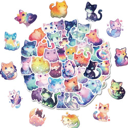 10/30/50PCS Starry Cat Stickers Cute Cat Sticker Animal Decoration Fridge Luggage Laptop Phone Guitar Car Bike Skateboard Toy (Online Order Only)