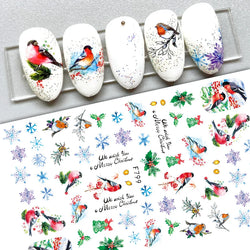 Christmas Greenery Nail Stickers Xmas Holly Animal Penguin Candy Winter Sliders Decor 2024 Holiday Decals Manicure Tips Foils *& (ONLINE ORDER ONLY)