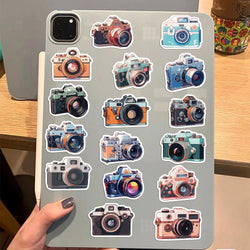 50Pcs Retro Cartoon Camera Photographer Stickers Aesthetic DIY Scrapbook Phone Case Travel Luggage Skateboard Cool Sticker (ONLINE ORDER ONLY)