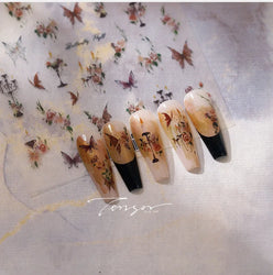Charming Butterfly Candle Holder Candlestick Chic Rose Flower Romantic Self Adhesive Nail Art Stickers Rhinestone Manicure Decal (ONLINE ORDER ONLY)