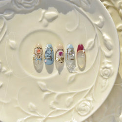 Retro Rose Gold Photo Frame Dried Flower Delicate Totem 3D Self Adhesive Nail Art Stickers 5D Shiny Rhinestone Manicure Decals (ONLINE ORDER ONLY)