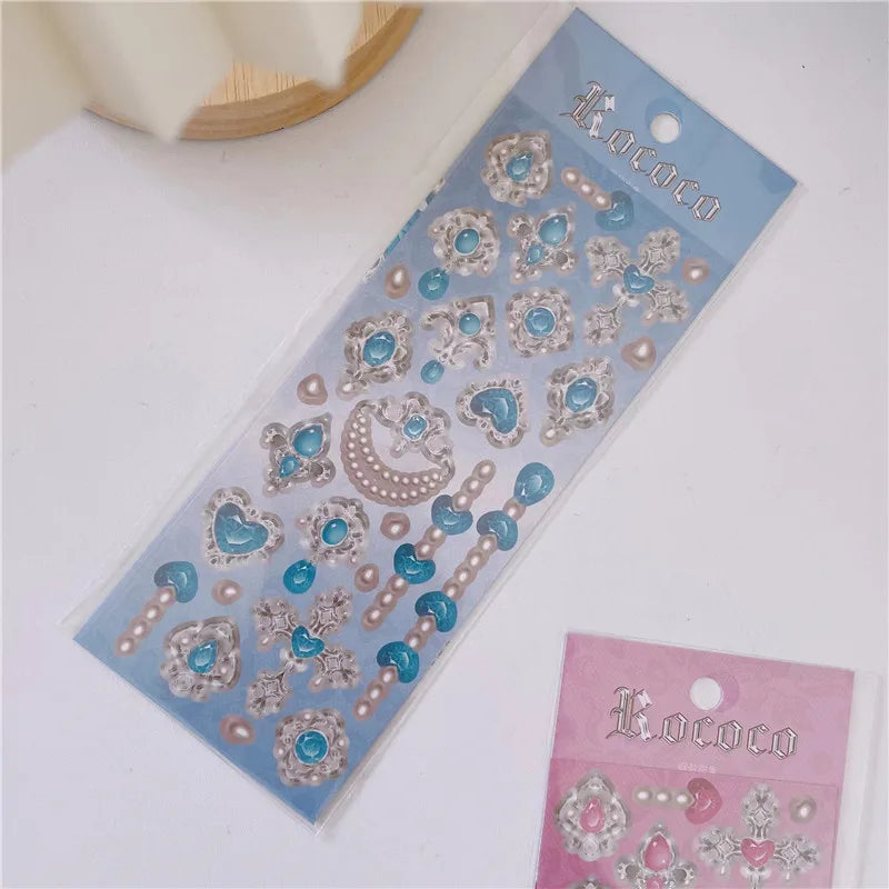 Cute Love Gem Pearl Stickers Diary Scrapbooking DIY Album Decoration Sticker Aesthetic Personalized INS Kawaii Korean Stationery (ONLINE ORDER ONLY)