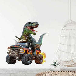 T-Rex Dinosaur Driving on a Monster Truck- Wall Stickers Bedroom Boy Room Background Decoration Mural Animals Home Decor  S490 (ONLINE ORDER ONLY)