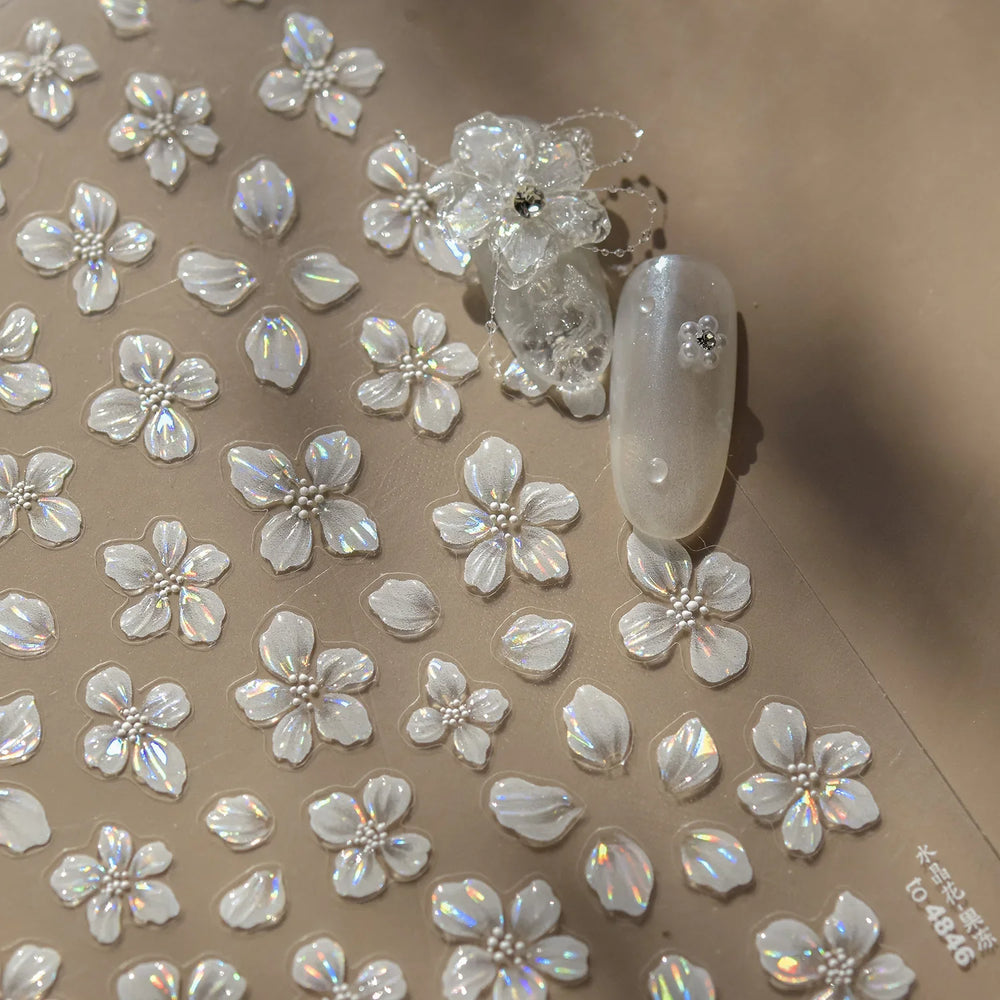 Vigour Crystal Flower Peach Blossom Garden Springtime Petal Self Adhesive Nail Art Stickers Chic Jelly Rhinestone Manicure Decal (ONLINE ORDER ONLY)